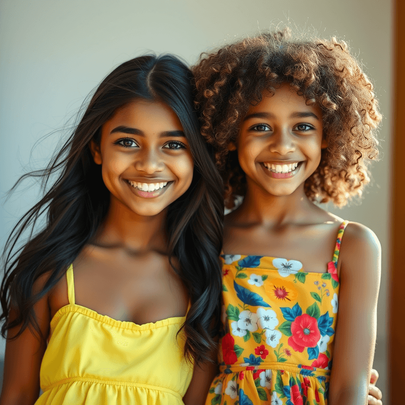 Two women in yellow dresses