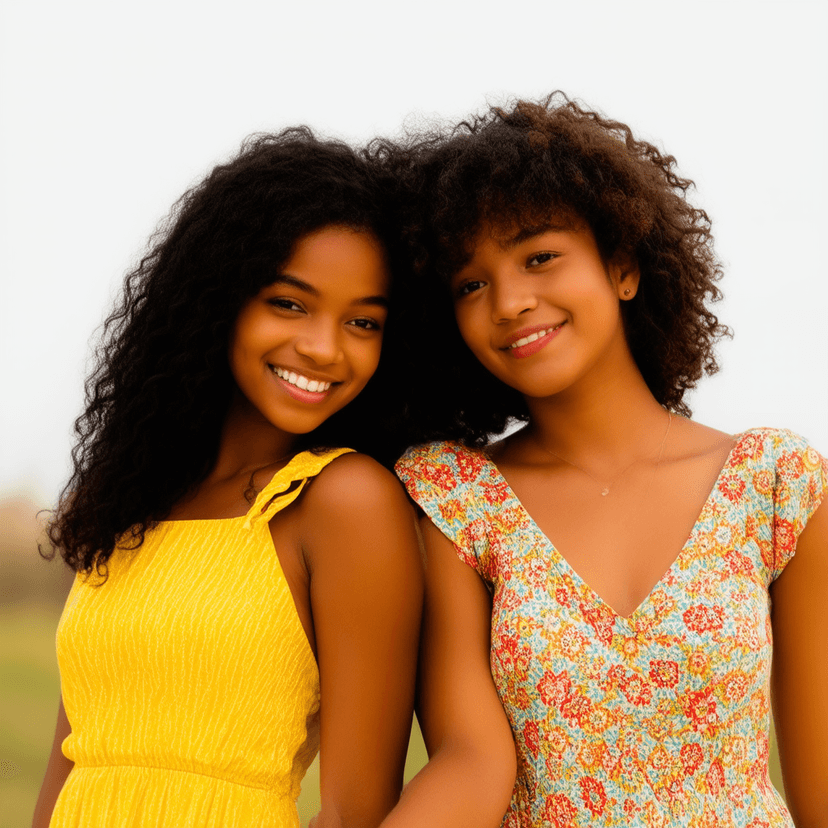 Women in yellow dresses outdoor setting